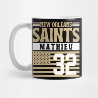 New Orleans Saints Mathieu 32 American Flag Football Mug